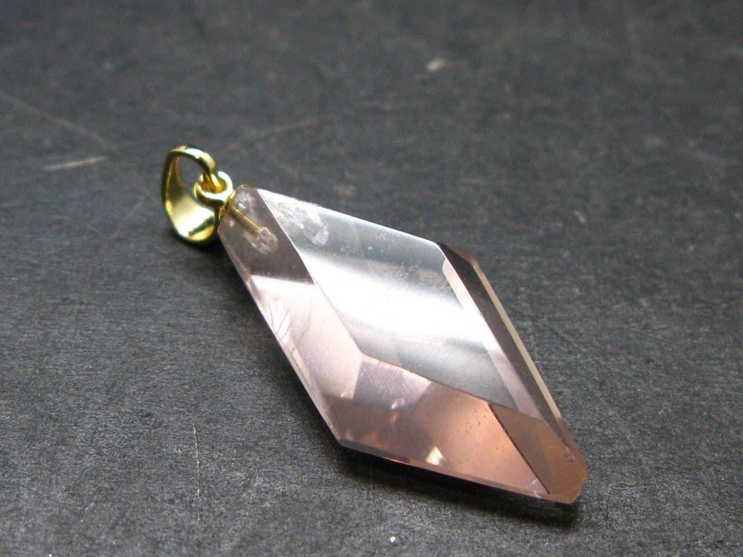 Symbol of Love and Beauty!! Natural Rose Quartz Gold Plated Pendant In 925 Silver From Brazil - 1.4" - 3.36 Grams
