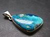 Quantum Quattro Shattuckite Malachite Dioptase Chrysocola Silver Pendant from Namibia - 1.5" - 7.38 Grams