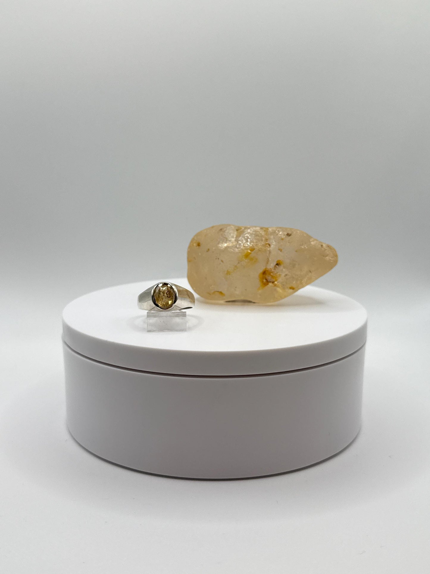 Sterling Silver Ring with Oval Imperial Topaz – Subtle Golden Glow - Size 9.5