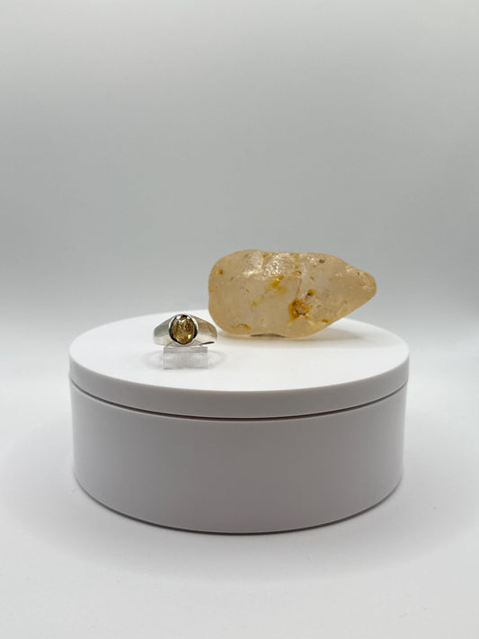 Sterling Silver Ring with Oval Imperial Topaz – Subtle Golden Glow - Size 9.5