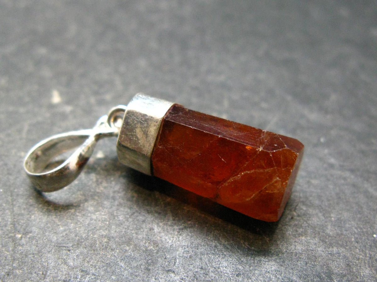 Gem Hessonite Garnet Crystal Silver Pendant from Canada - 1.2" - 3.84 Grams