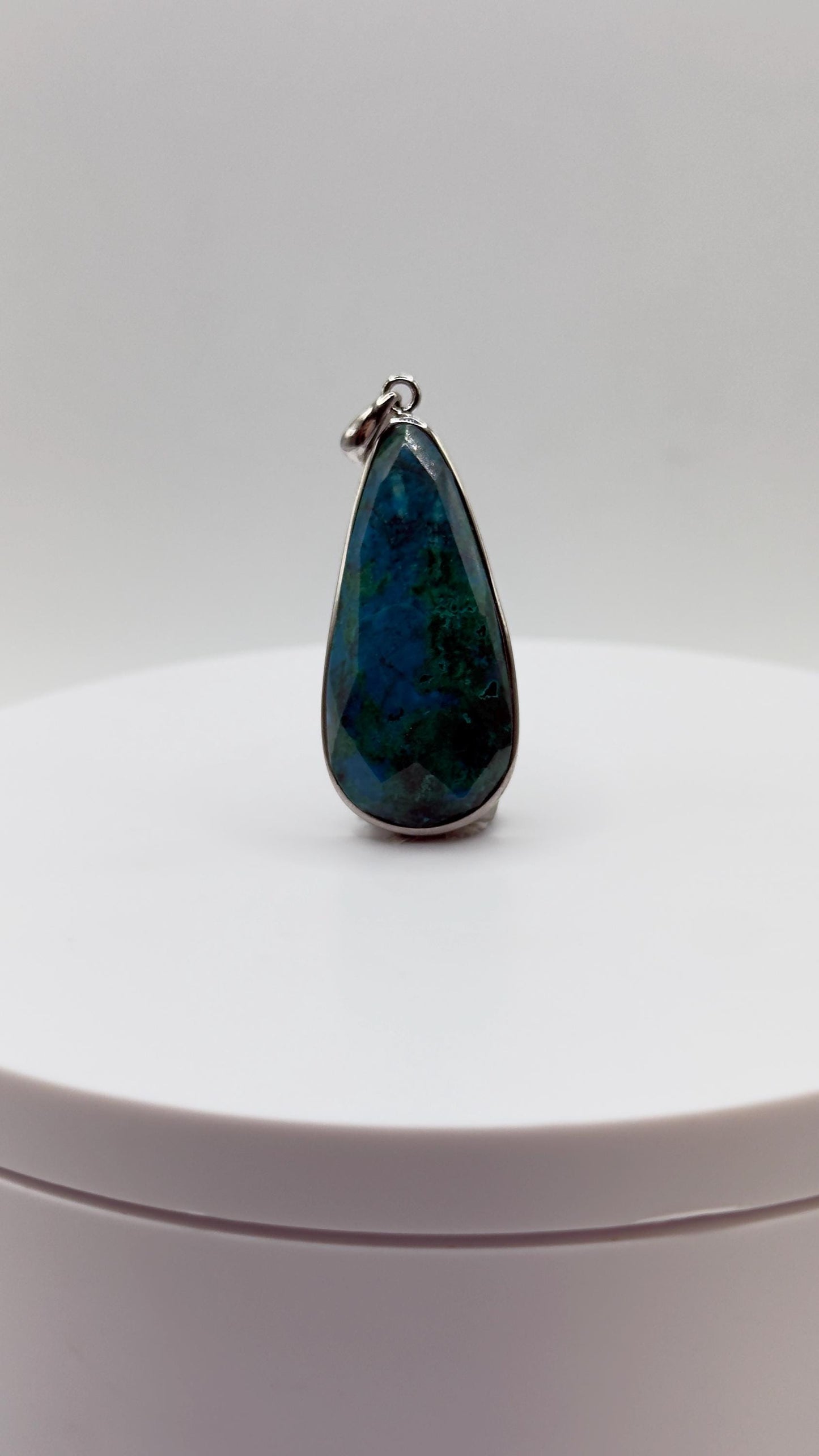 Chrysocolla Pendant Blue Green Gemstone Silver Necklace Natural Stone Statement Jewelry Gift