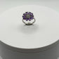 Amethyst Flower Ring – Silver Statement Ring – Elegant Botanical Jewelry - Size 7.5