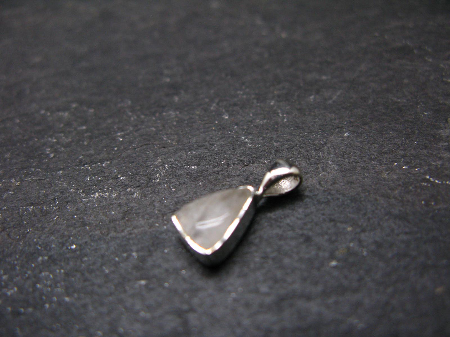 Raw Rare Natrolite Crystal Silver Pendant From Russia - 0.5" - 0.72 Grams