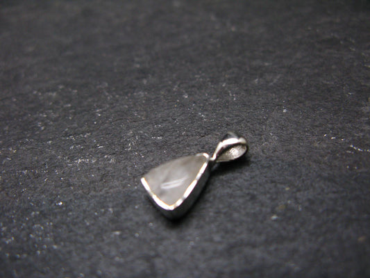 Raw Rare Natrolite Crystal Silver Pendant From Russia - 0.5" - 0.72 Grams