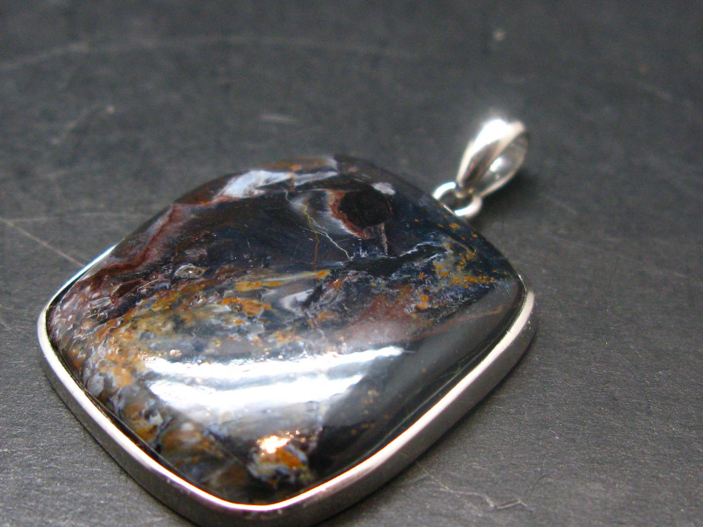 Natural Pietersite Polished Silver Pendant from Namibia - 1.4" - 8.91 Grams