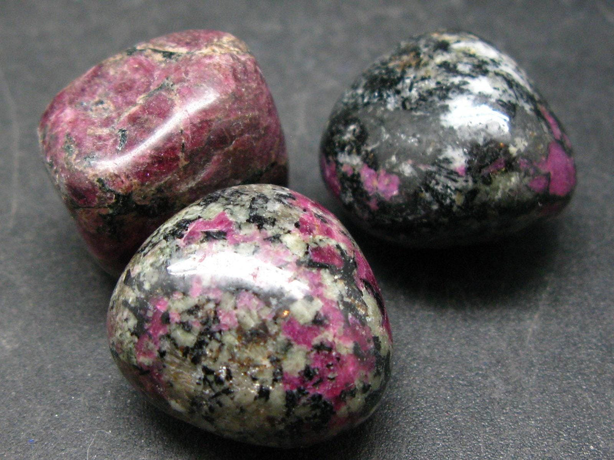 Nice Lot of 3 Red Eudialyte And Aegirine From Russia - 35.9 Grams