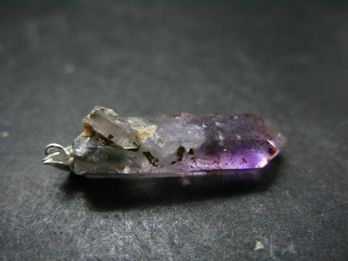 Rare Brandenberg Brandberg Amethyst Quartz Silver Pendant From Namibia - 1.2" - 2.12 Grams