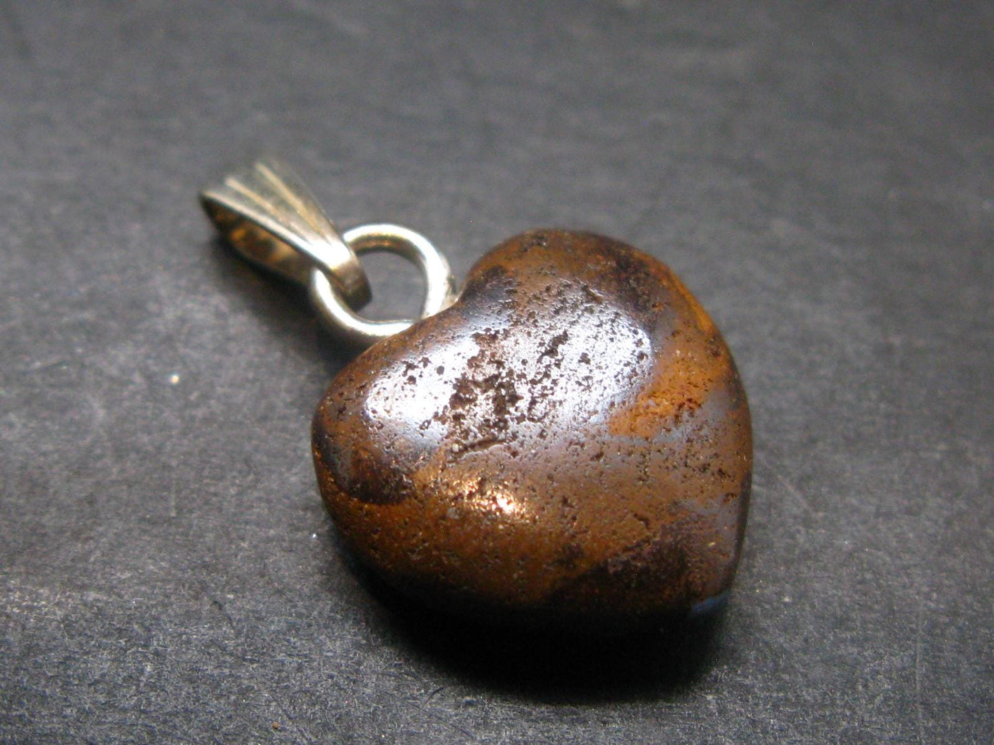 Very Rare Heart Boulder Opal Sterling Silver Pendant Necklace From Australia - 1.0" - 2.60 Grams