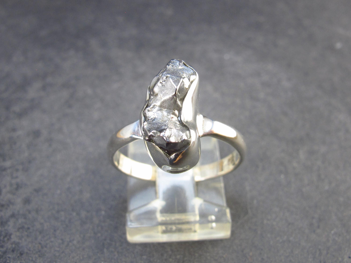 Large Meteorite Campo Del Cielo Sterling Silver Ring from Argentina - 3.93 Grams - Size 8