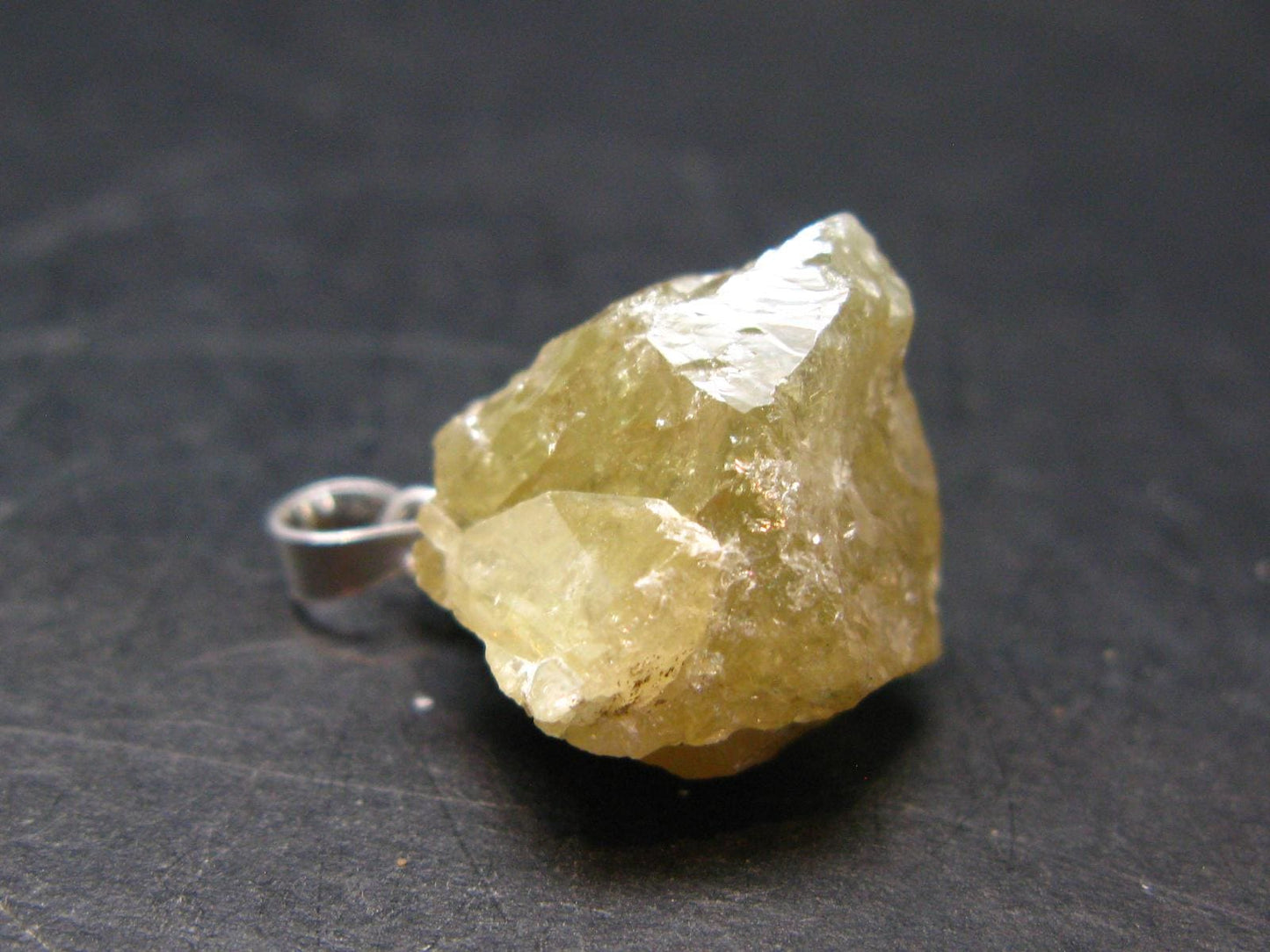 Rare Titanite Sphene Crystal Silver Pendant From Tanzania - 0.7" - 3.66 Grams