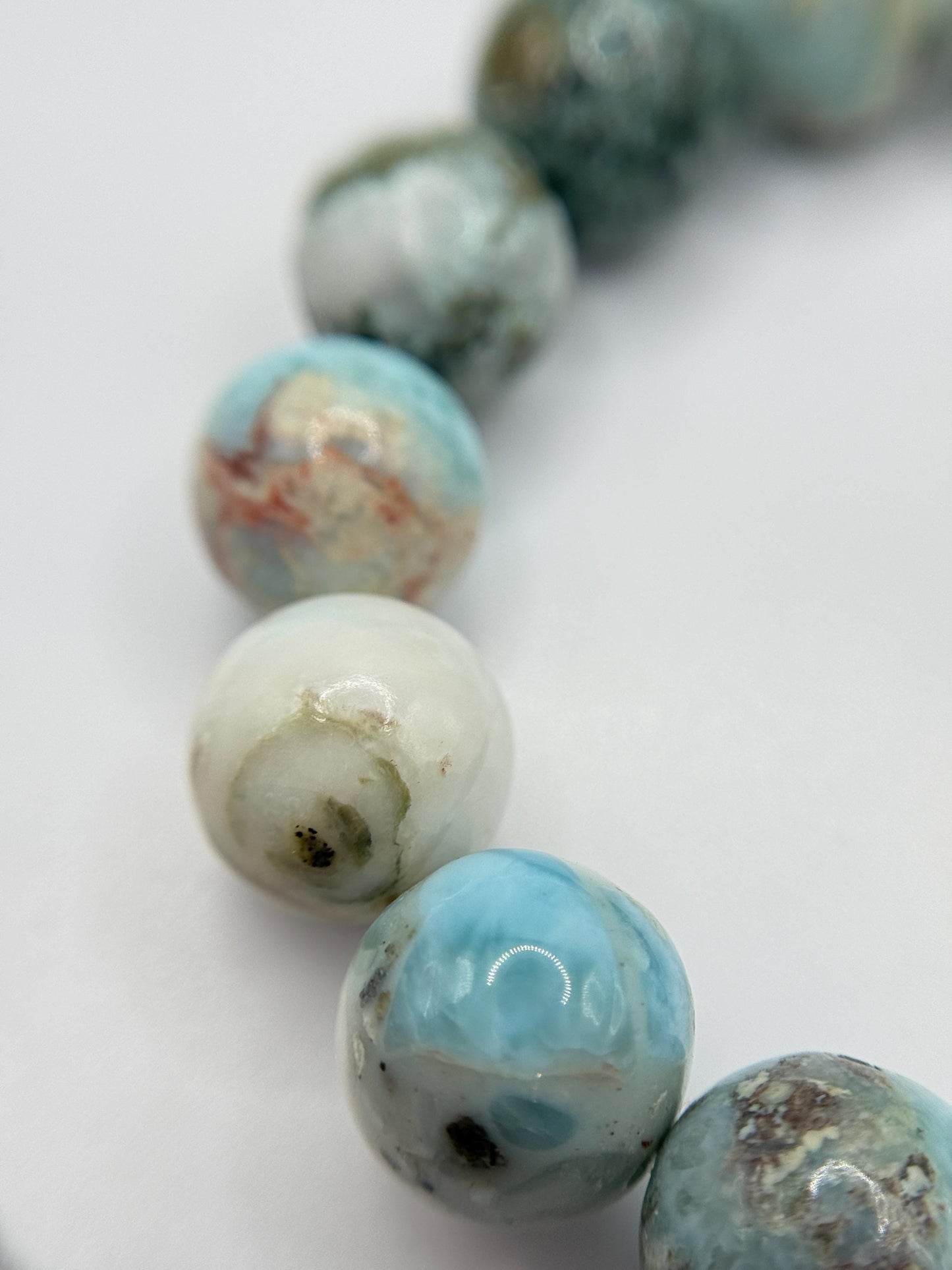 Larimar Stretch Bracelet Blue Gemstone Beads Minimalist Ocean Jewelry Gift
