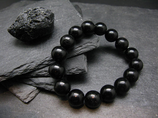 Tibetan Tektite Genuine Bracelet ~ 7 Inches ~ 12mm Round Beads