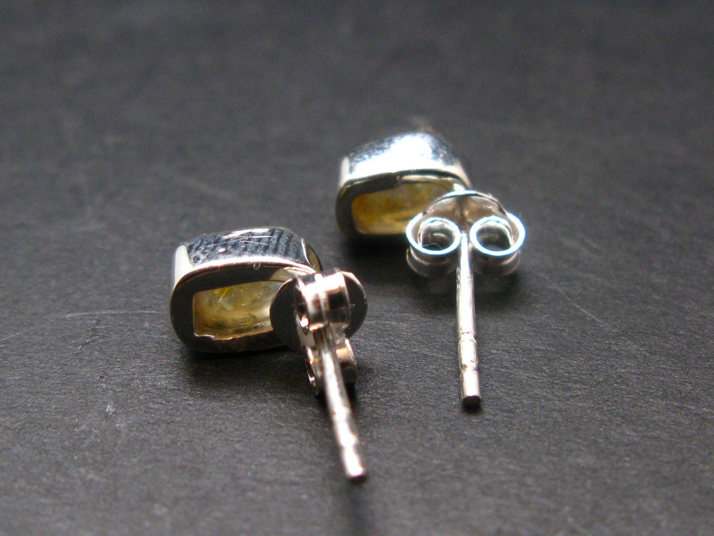Herderite Stud Earrings Sterling Silver From Brazil - 1.32 Grams