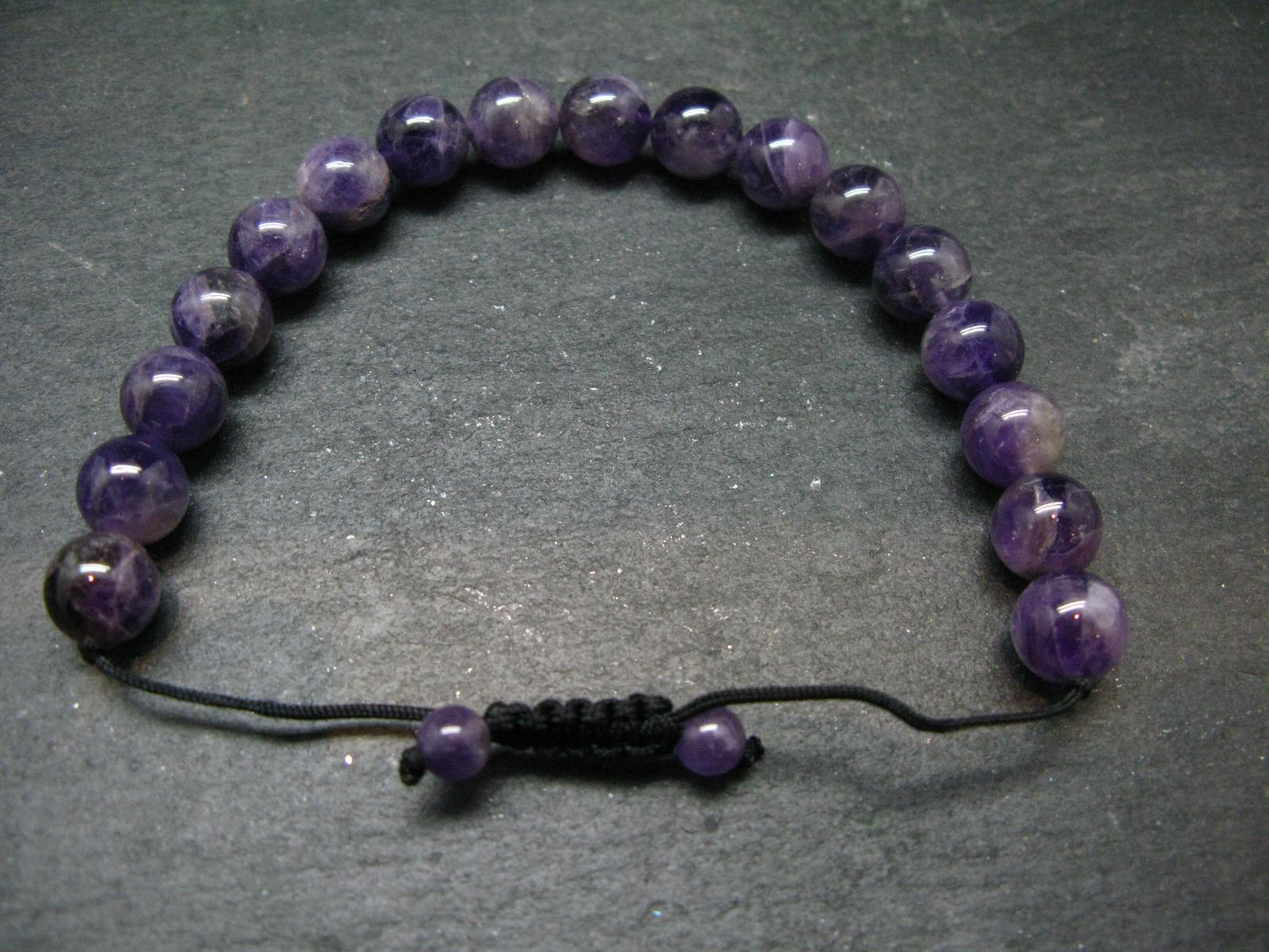 Amethyst Genuine Bracelet ~ 7 Inches ~ 10mm Round Beads - w/ Drawstring