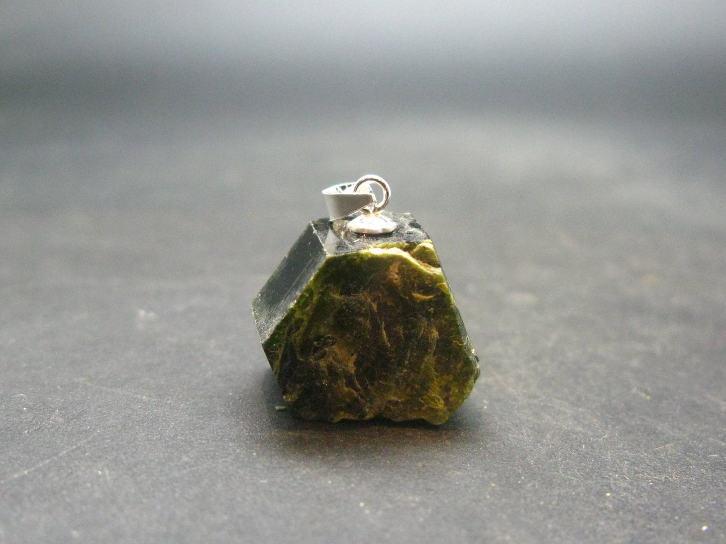 Nice Rare Terminated Epidote Crystal Silver Pendant From Peru - 0.8" - 6.31 Grams