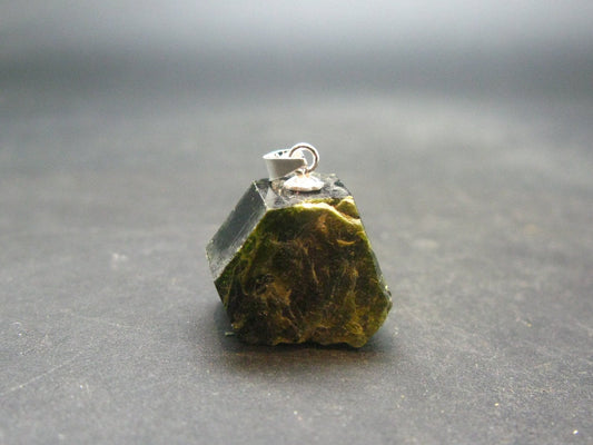 Nice Rare Terminated Epidote Crystal Silver Pendant From Peru - 0.8" - 6.31 Grams