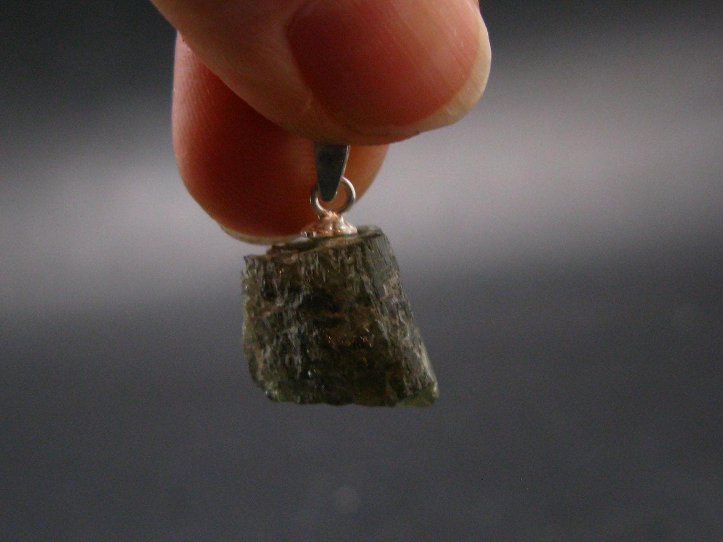 Extremely Rare Raw Gem Green Kornerupine Silver Pendant Crystal From Tanzania - 3.03 Grams - 0.8"