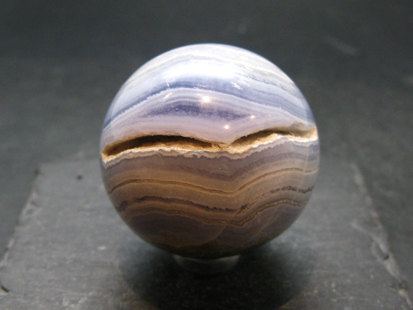 Rare Blue Lace Holly Chalcedony Agate Sphere From Malawi - 1.7"