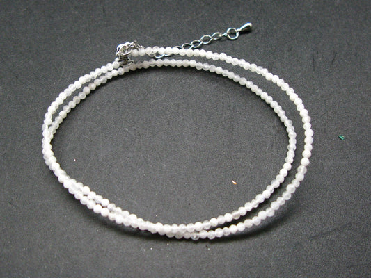 Lightweight Gem Sparkly Faceted Moonstone Tiny 2mm Round Beads Necklace from Madagascar - 16"