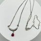 Ruby Crescent Moon Necklace | Sterling Silver | 11" Short Necklace | July Birthstone Jewelry