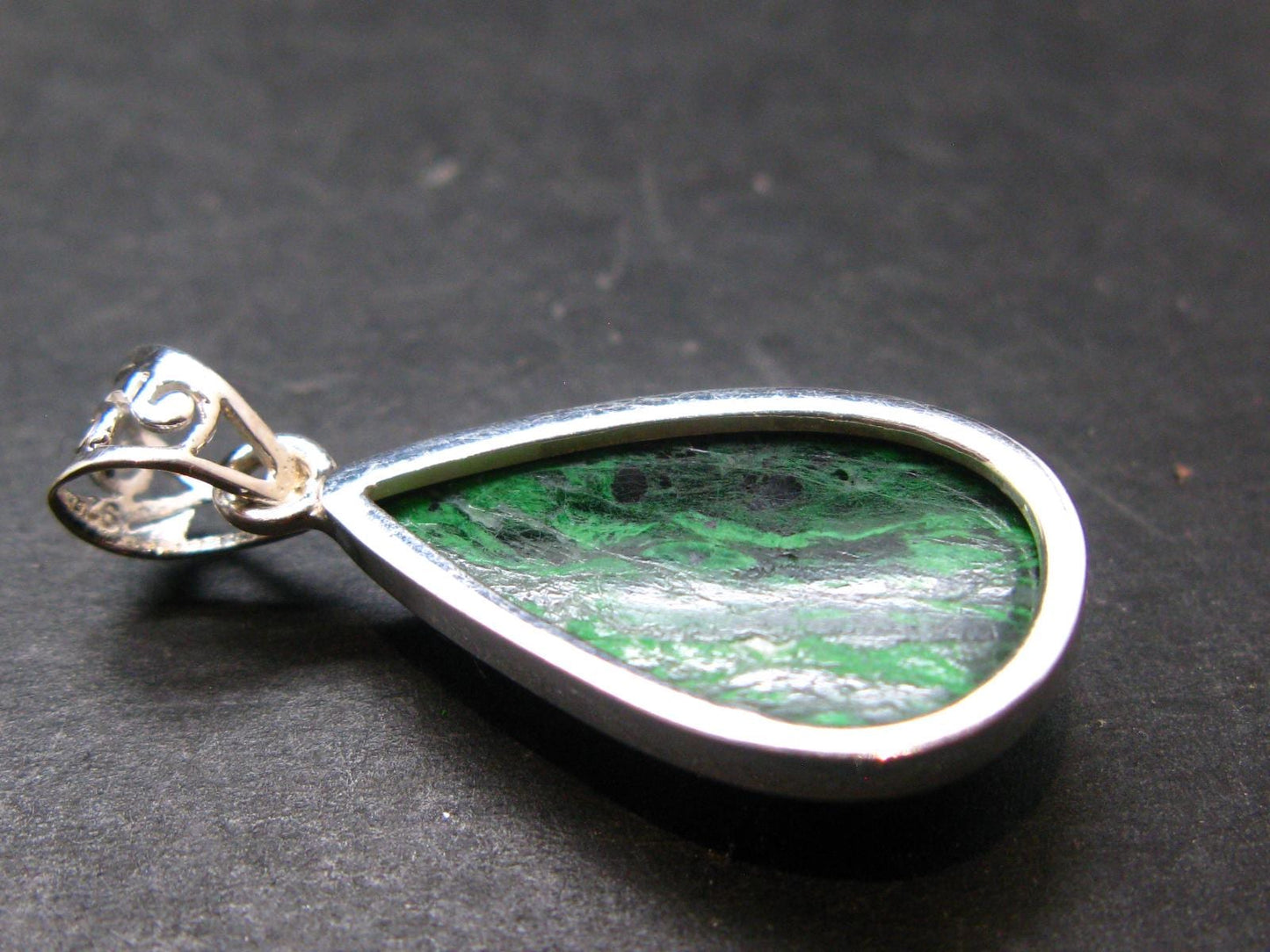Extremely Rare Natural Maw Sit Sit Crystal Silver Pendant from Myanmar - 1.4" - 5.05 Grams