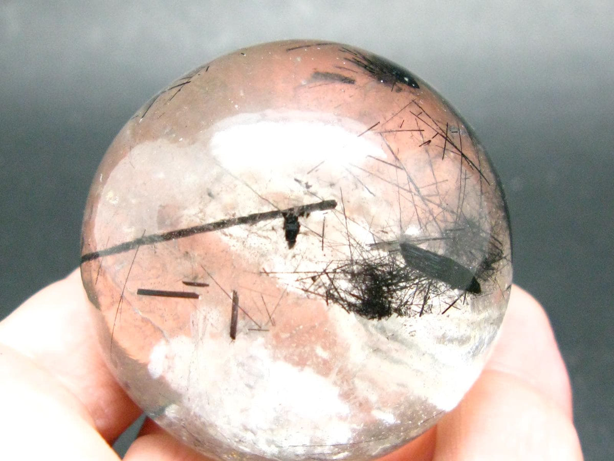Fine Black Tourmaline In Quartz Sphere From Brazil - 1.9"