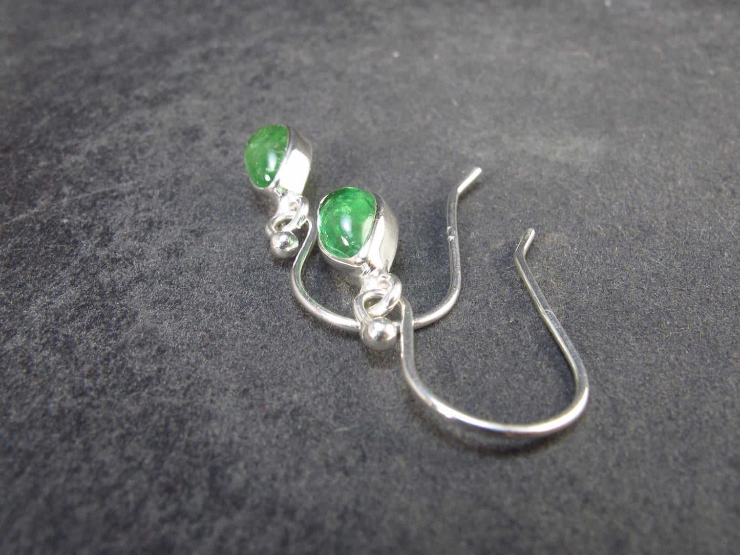 Tsavorite Gem Green Garnet Sterling Silver Earrings from Tanzania - 1.70 Grams