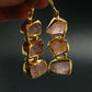 Morganite Pink Beryl Crystal Gold Plated Silver Earrings From Brazil - 12.63 Grams