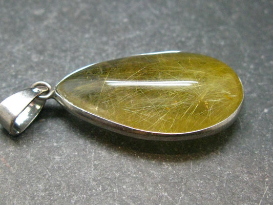 Rutilated Quartz Silver Pendant From Brazil - 1.6" - 6.59 Grams