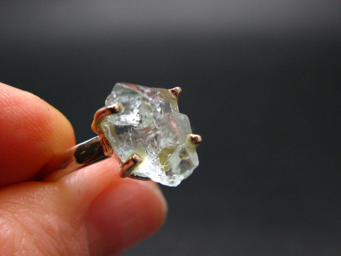 Raw Aquamarine Gem Sterling Silver Ring From Brazil - Size 9 - 3.10 Grams