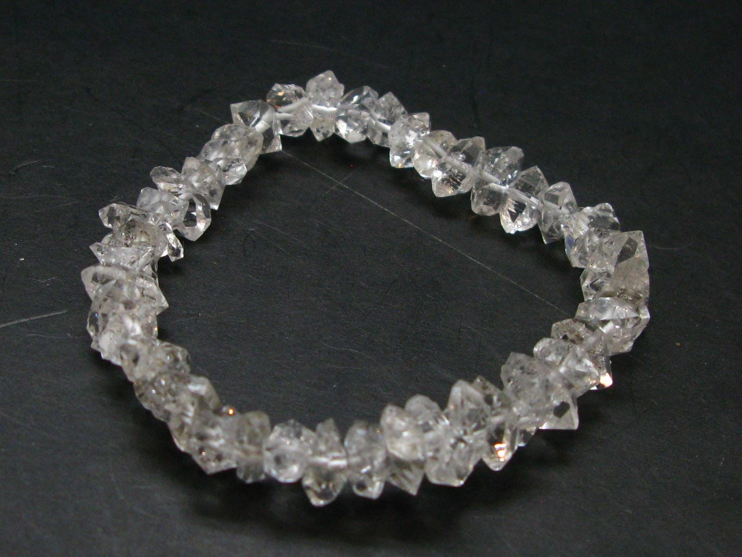 Herkimer Diamond Genuine Bracelet ~ 7 Inches ~ 12 mm Crystal Beads