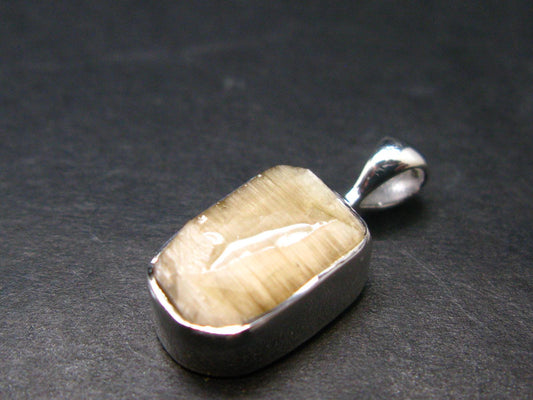 Large Natural Agni Gold Danburite Sterling Silver Pendant from Tanzania - 1.1" - 1.18 Grams