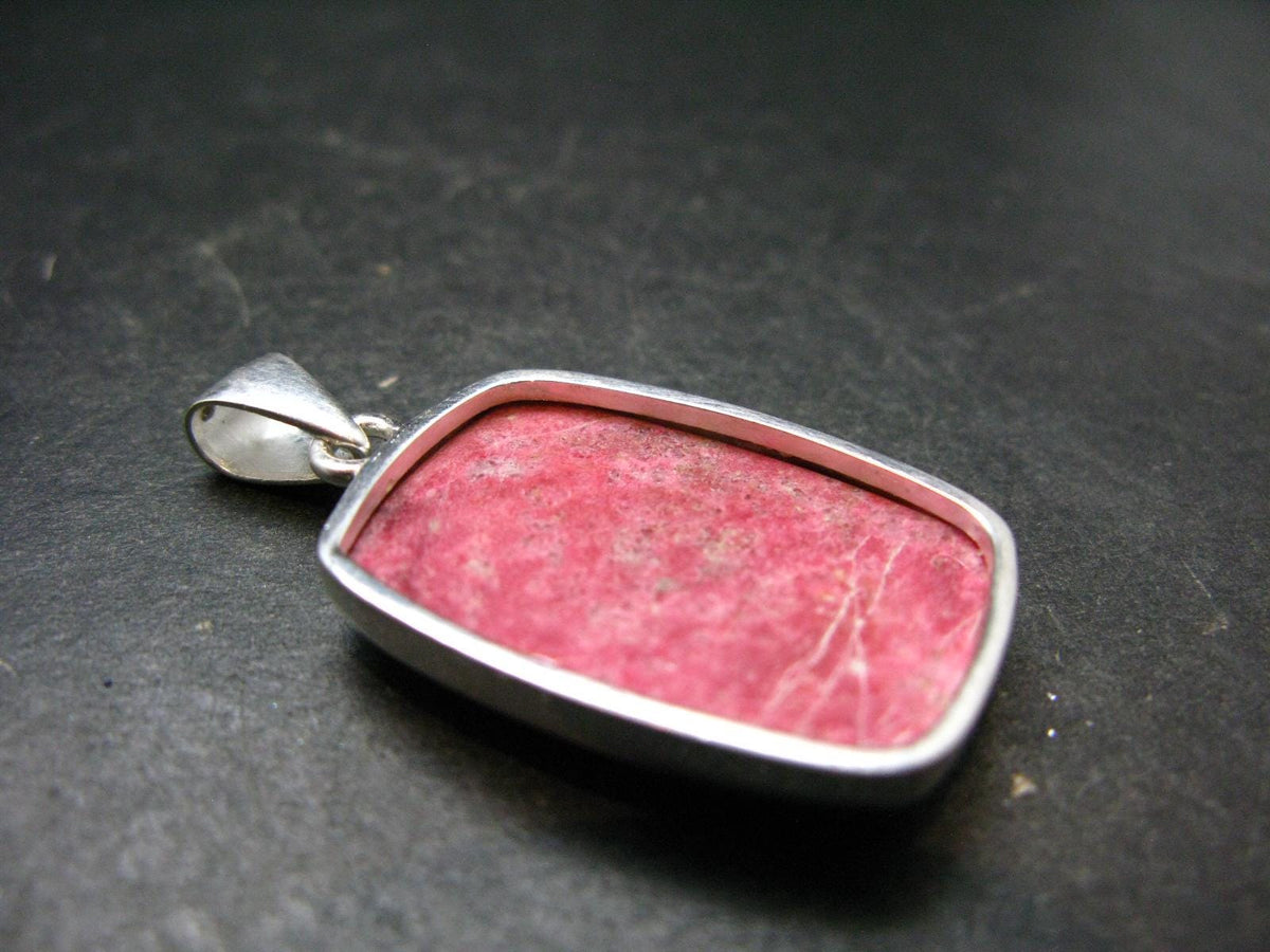 Thulite Silver Plated Pendant From Norway - 1.7" - 7.50 Grams