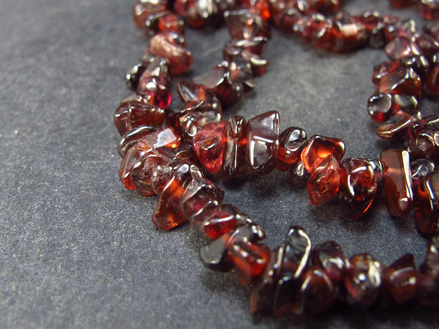 Love and Passion!! Lot of 3 Natural Red Garnet Tumbled Bead Necklaces - 18" Each