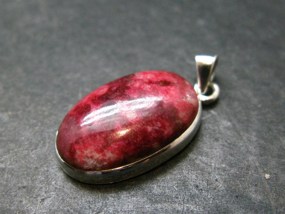 Thulite Silver Plated Pendant From Norway - 1.2" - 5.0 Grams