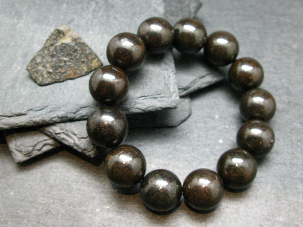 Meteorite Chondrite Genuine Bracelet ~ 7 Inches ~ 16mm Round Beads