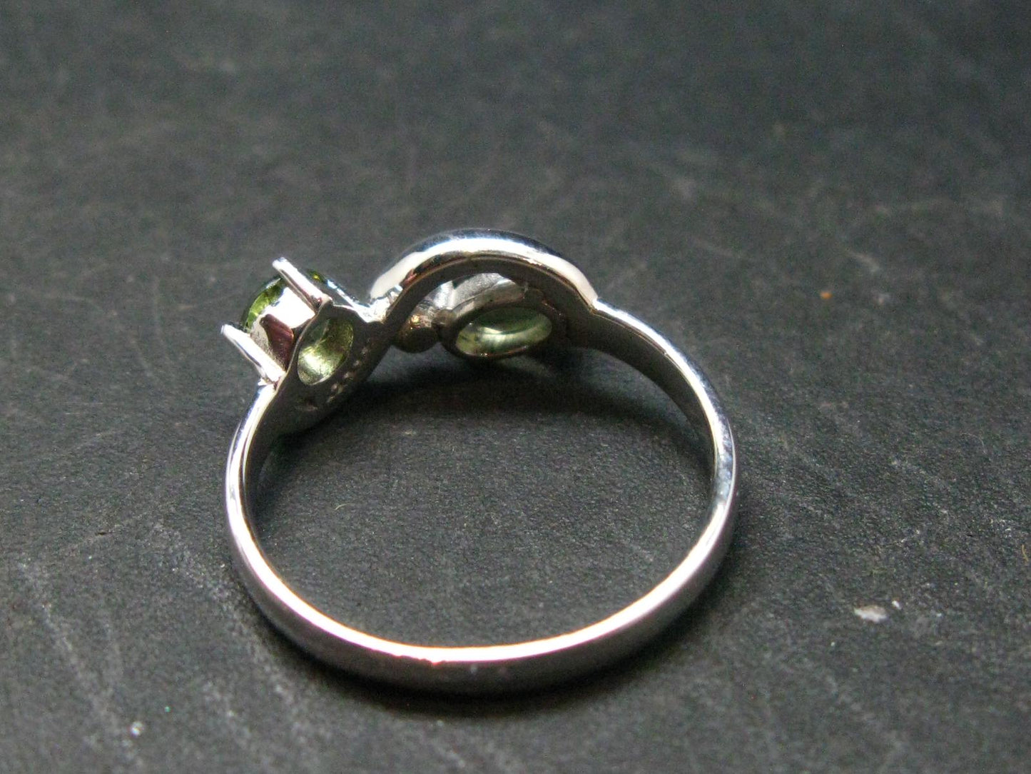 Moldavite Tektite Silver Ring from Czech Republic - Size 8 - 2.58 Grams