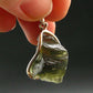 Moldavite Tektite Silver Clover Pendant from Czech Republic - 1.5" - 5.64 Grams