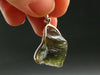 Moldavite Tektite Silver Clover Pendant from Czech Republic - 1.5" - 5.64 Grams