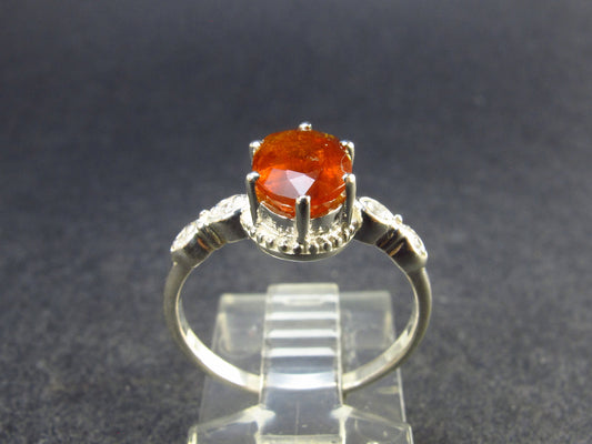 Faceted Orange Kyanite Crystal Silver Ring From Brazil - 2.2 Grams - Size 6.25