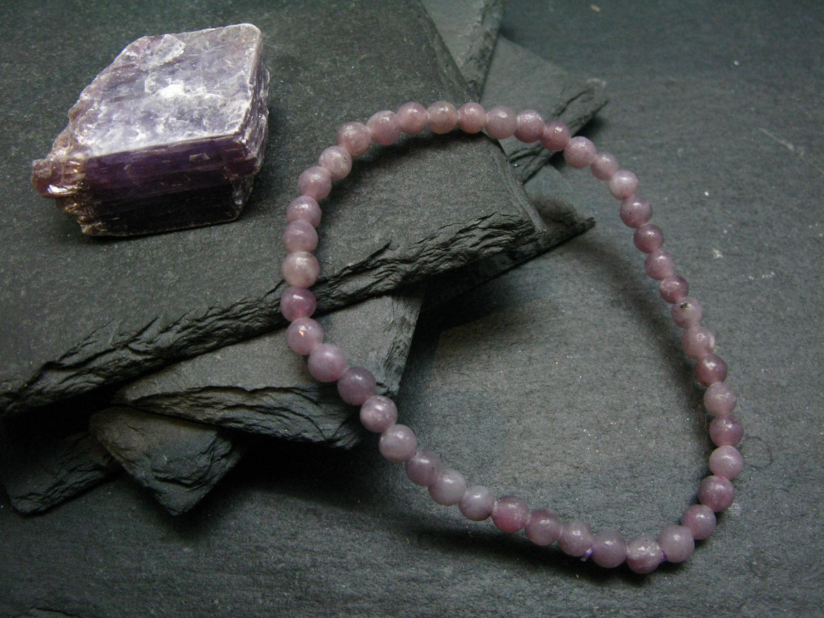 Lepidolite Genuine Bracelet ~ 7 Inches ~ 4mm Round Beads