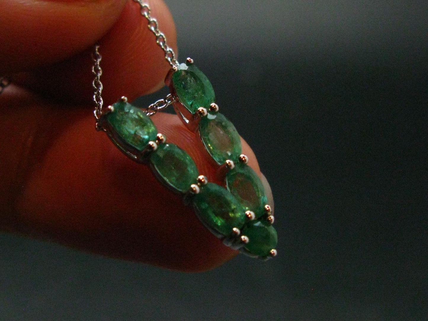 Emerald Silver Pendant W/Chain From Colombia - 2.54 Grams Total