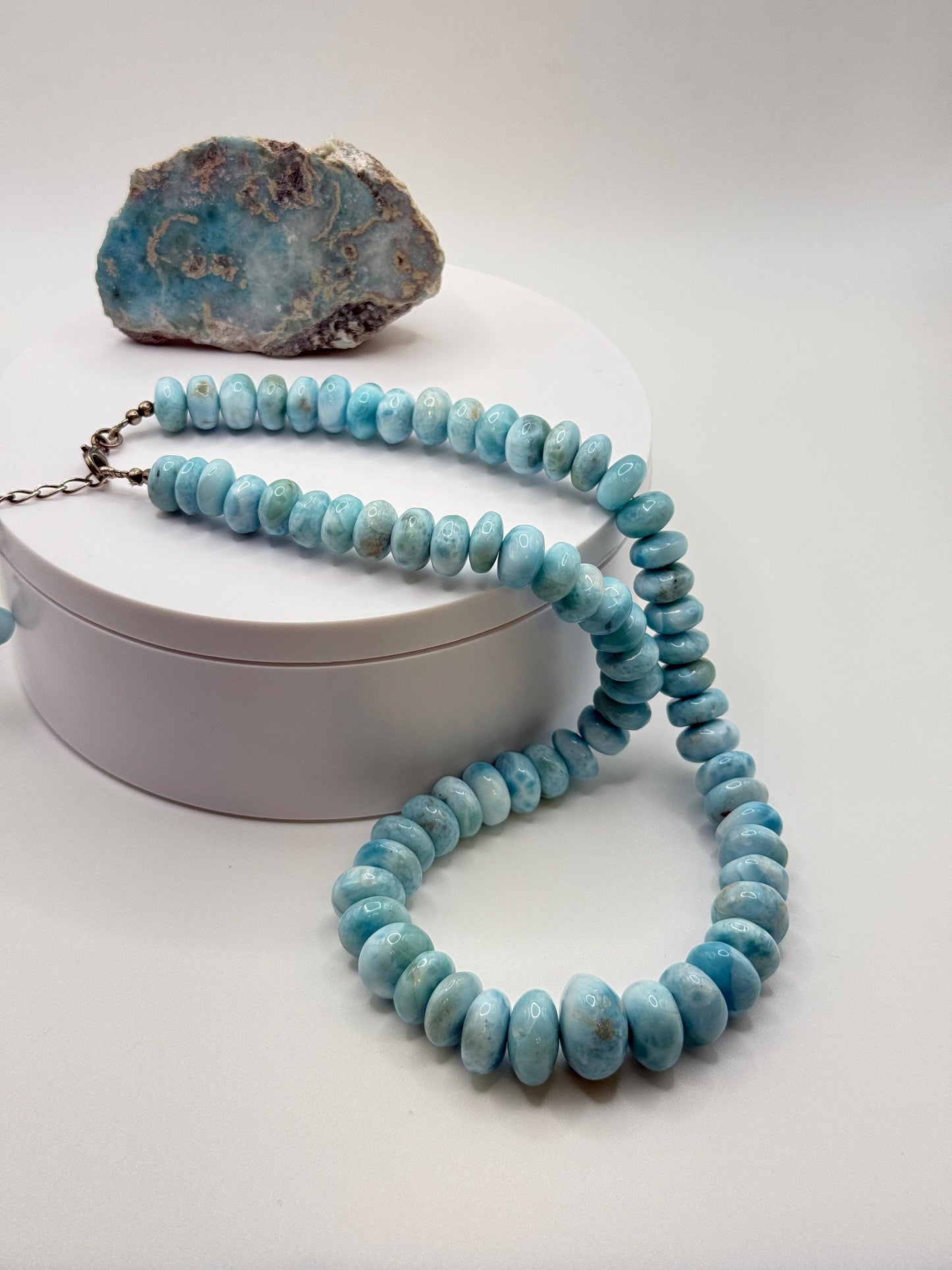 Larimar Bead Necklace Natural Blue Stone Necklace Ocean Inspired Jewelry Gift