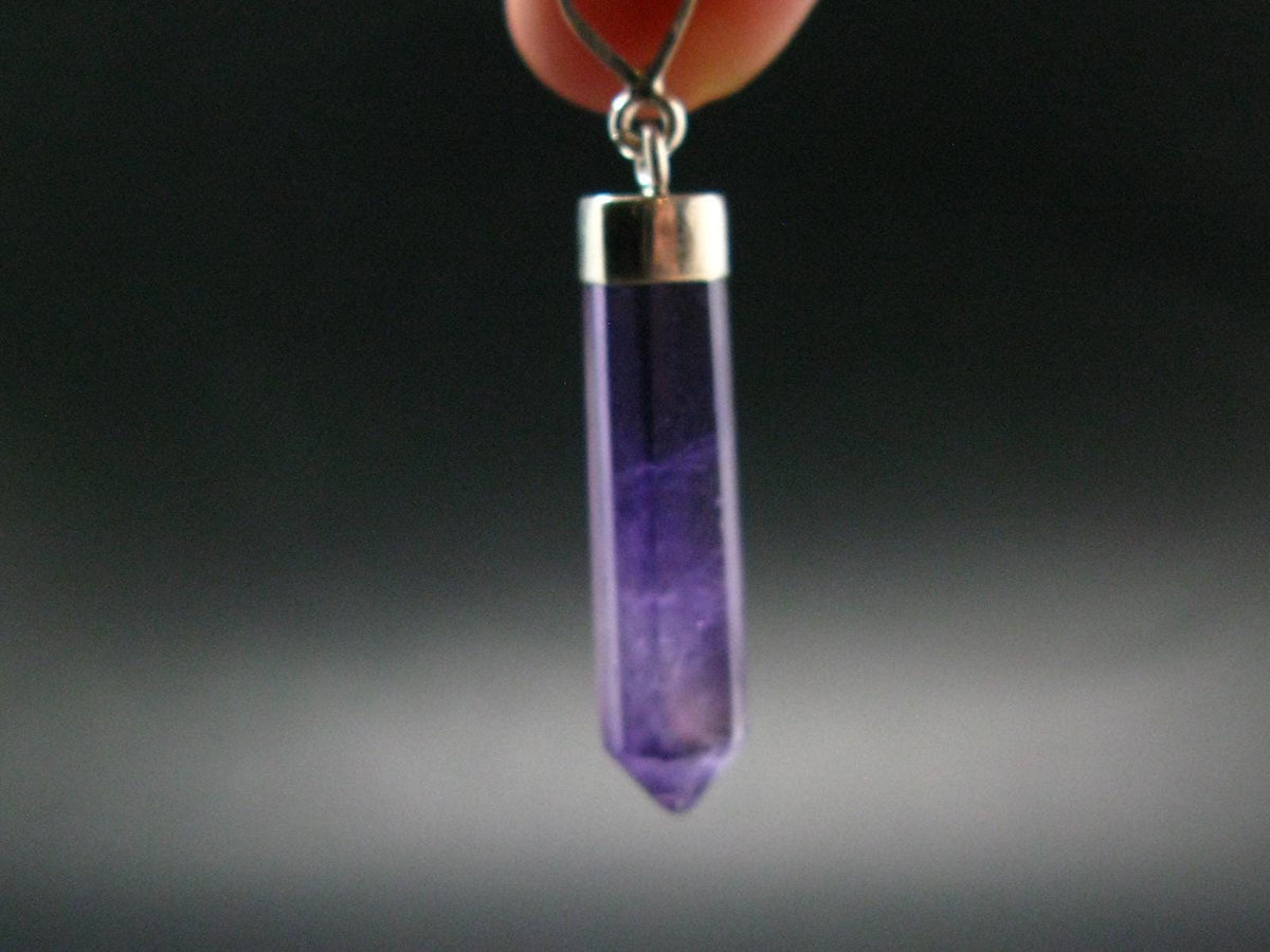 Large Genuine Rich Purple Amethyst Sterling Silver Pendant From Brazil - 1.7" - 3.27 Grams