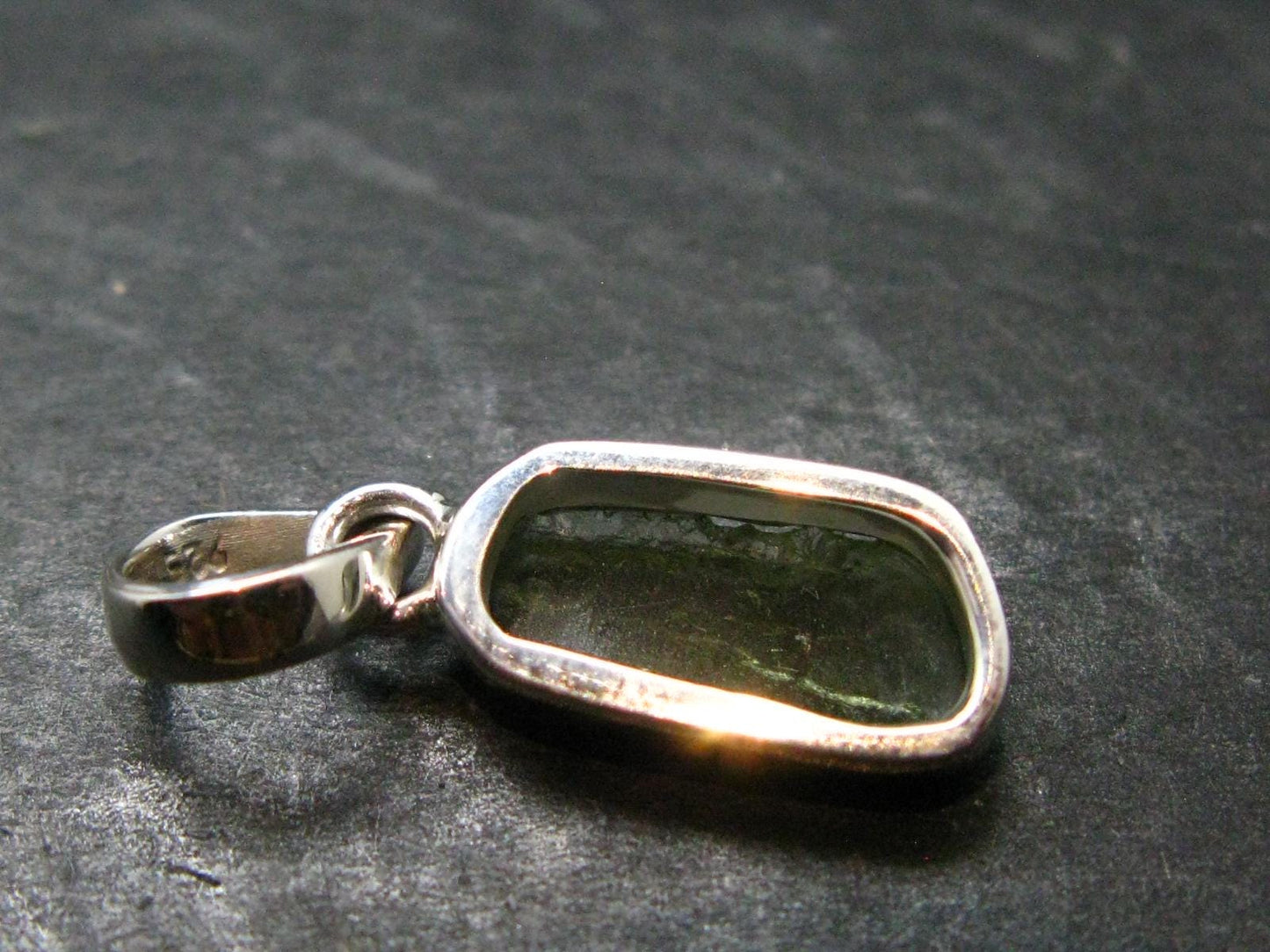 Moldavite Tektite Silver Pendant from Czech Republic - 1.0" - 1.71Grams