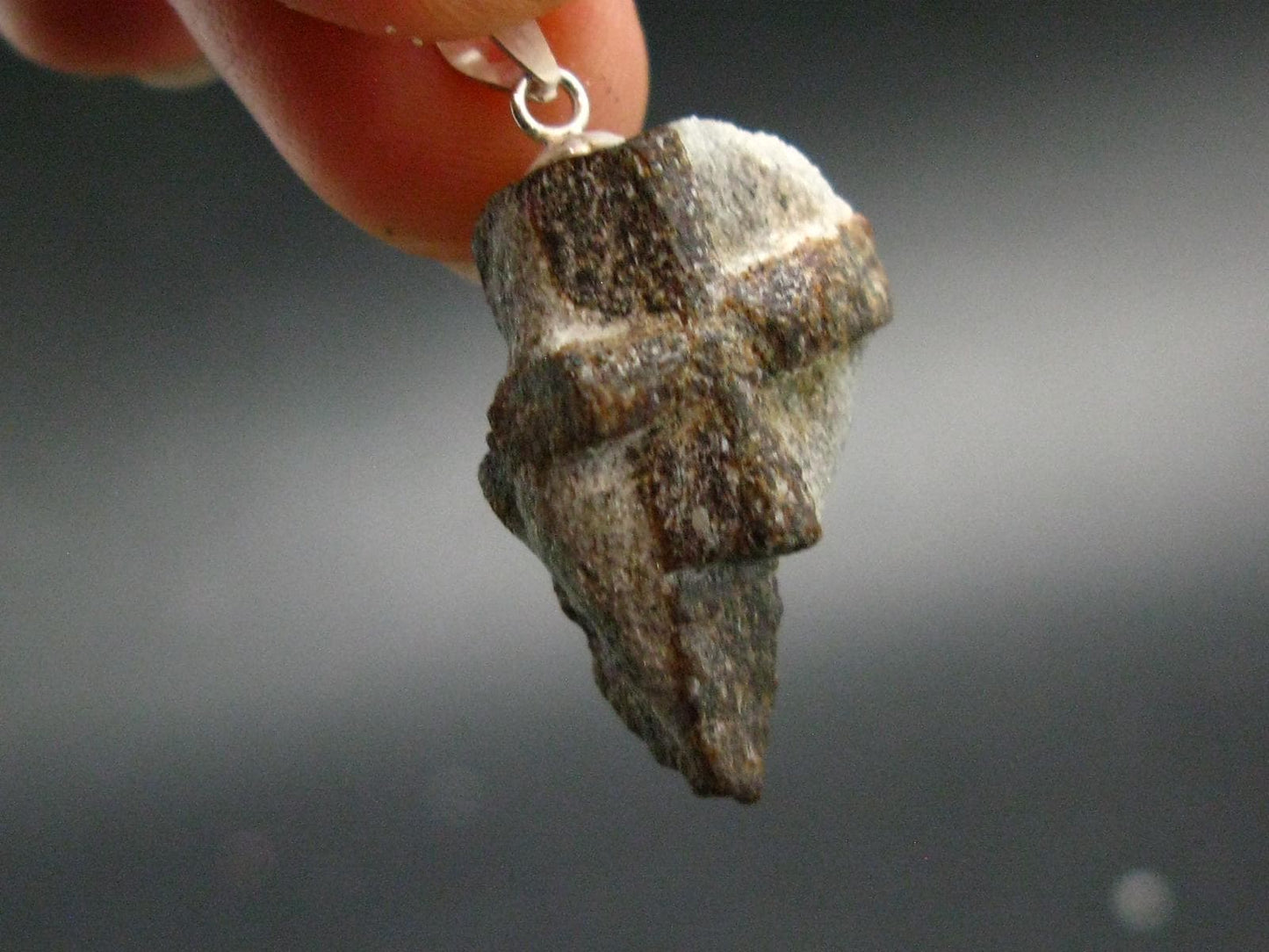 Fairy Cross!! Natural Staurolite Sharp Brown Twin Crystals Silver Pendant From Russia - 1.2" - 5.03 Grams