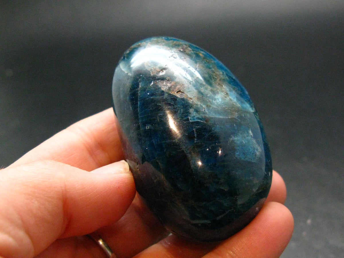 Neon Blue Apatite Tumbled Stone from Madagascar - 124.87 Grams - 2.4"