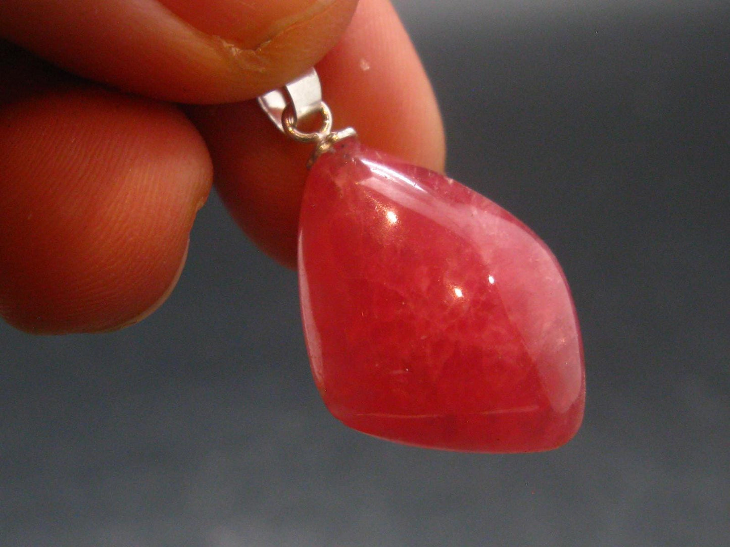 Rhodochrosite Sterling Silver Pendant From Alma Colorado - 1.1" - 3.86 Grams