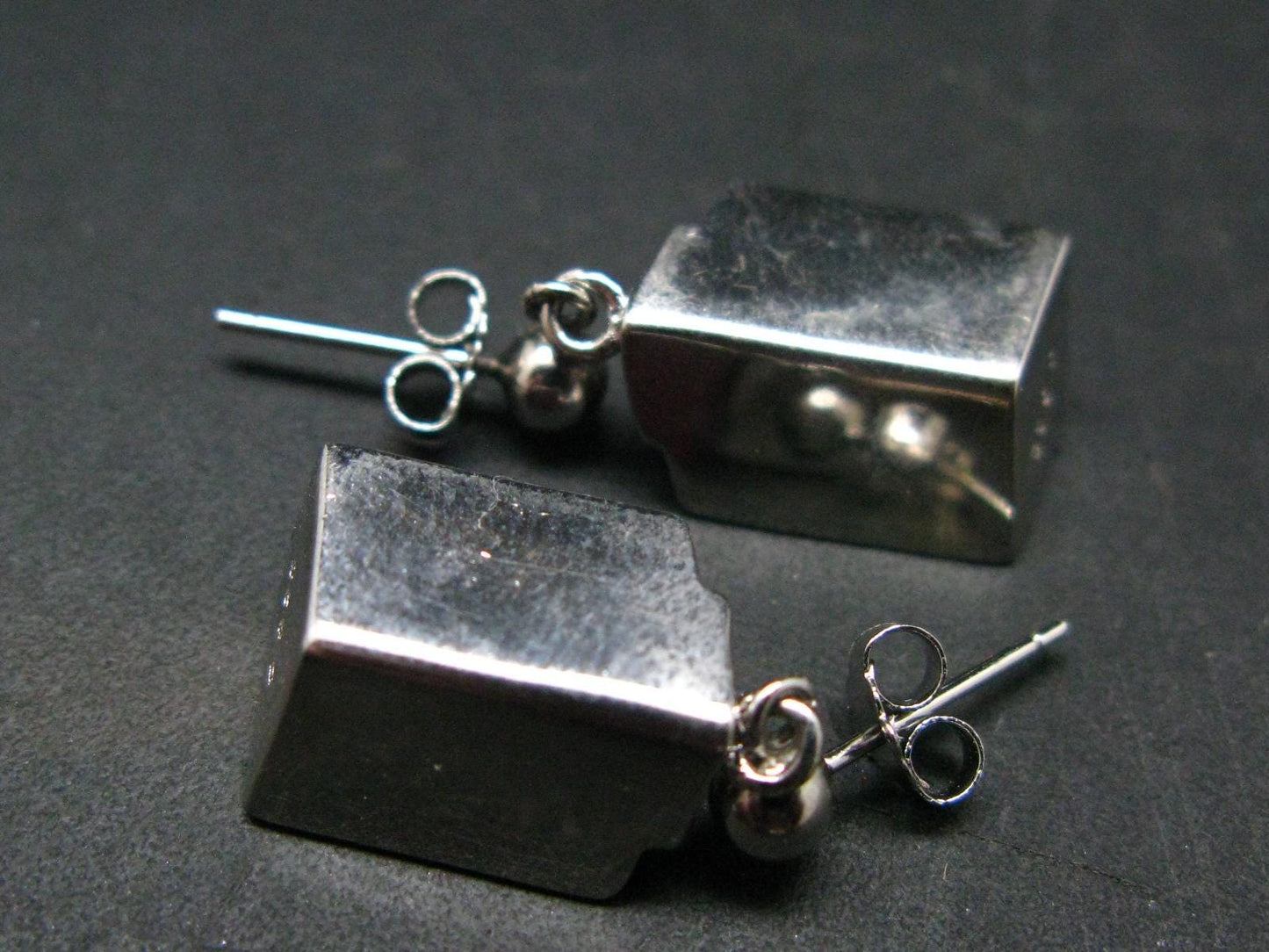 Rhodochrosite Gem Sterling Silver Stud Earrings From Alma Colorado - 1.0" - 7.49 Grams